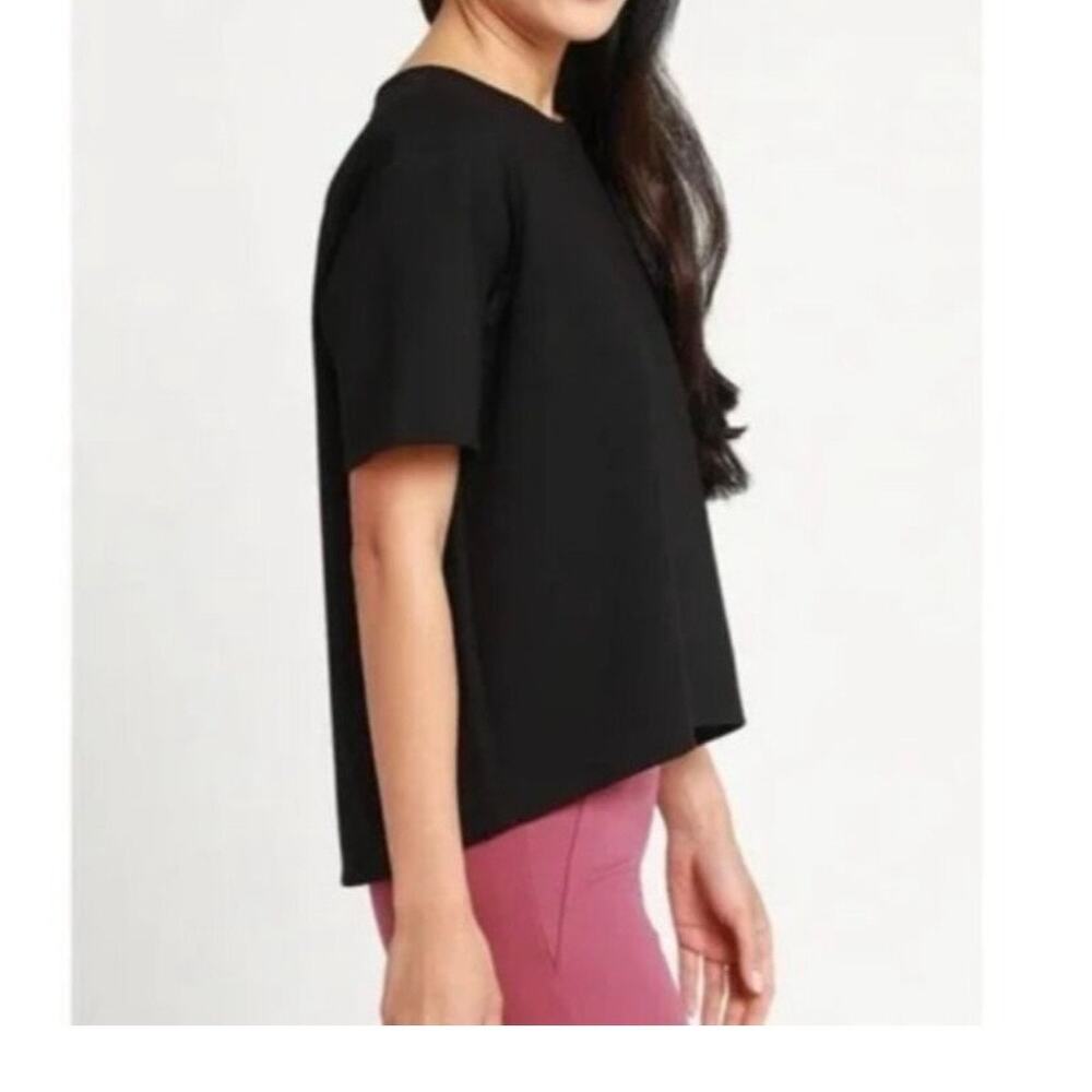 Beta Brand Women’s Boxy Short Sleeve High Low Top Medium Black Ponte Knit - Picture 5 of 10